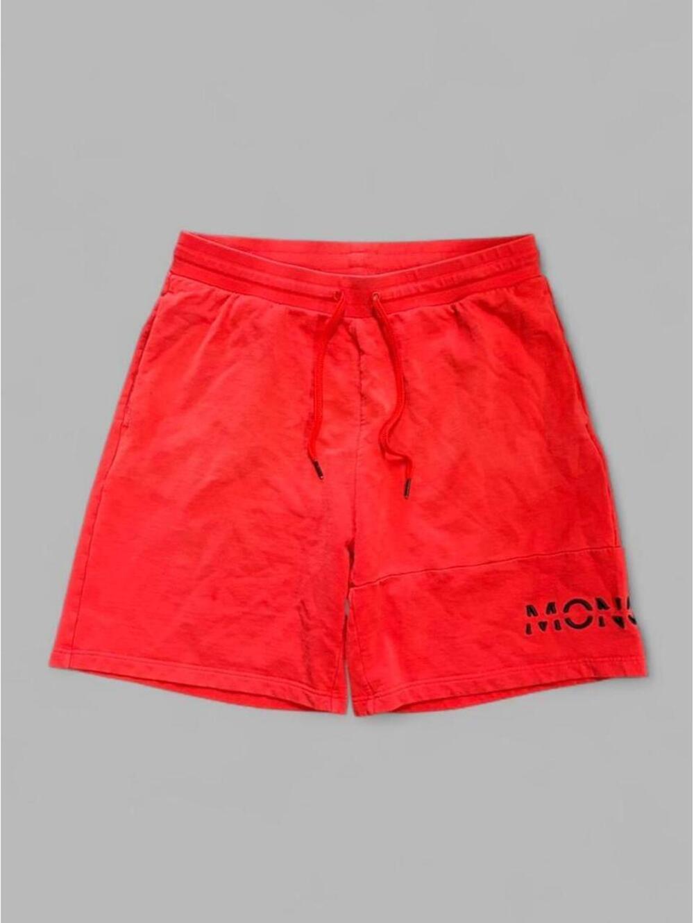Authentic Moncler Red Embroidered Sweat Shorts